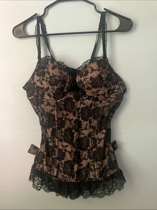 Agent Provocateur Other - Agent Provocateur Black Lace Overlay Tan Bustier Corset Peplum
